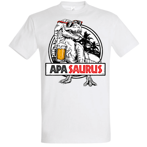 Apasaurus Sörös Póló – Fehér Stílusú T-Rex Söröskorsóval