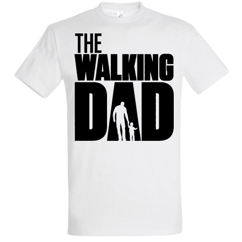 The Walking Dad Póló – Fehér Dizájn Fekete Pólóra