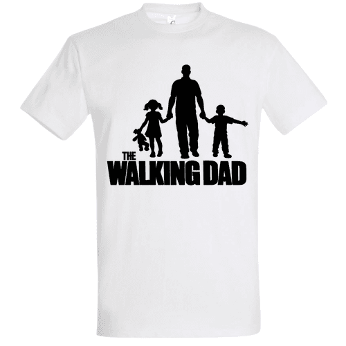 The Walking Dad Póló – Fekete Sziluett, Apával és Két Gyerekkel
