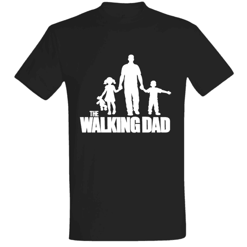 The Walking Dad Póló – Fehér Kontúr, Apával és Két Gyerekkel