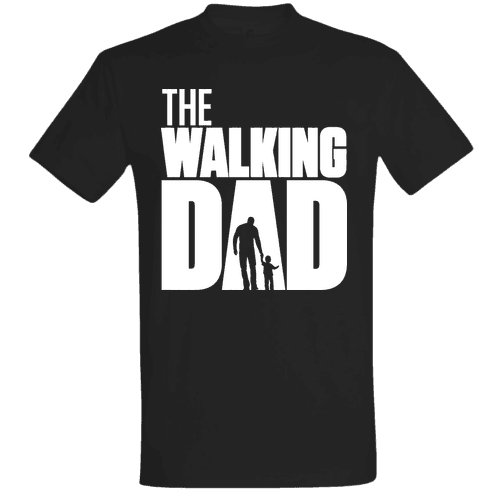 The Walking Dad Póló – Fekete Sziluett, Apával és Gyermekével