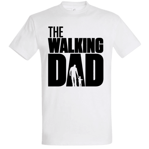 The Walking Dad Póló – Fehér Dizájn Fekete Pólóra