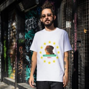 Politikai vicces póló férfi fehér demokrácia betöltve EU csillagok