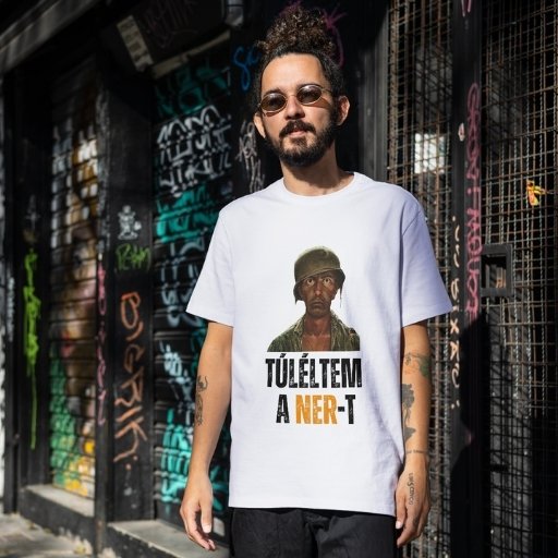 Politikai vicces póló férfi fehér túléltem a NER-t mém