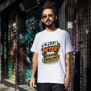 Szijja Péter darálunk politikai vicces póló iratmegsemmisítős mintával