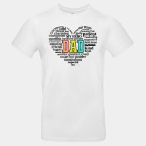 DAD Word Cloud Szív Póló – Angol Feliratú Apák Napi Ajándék